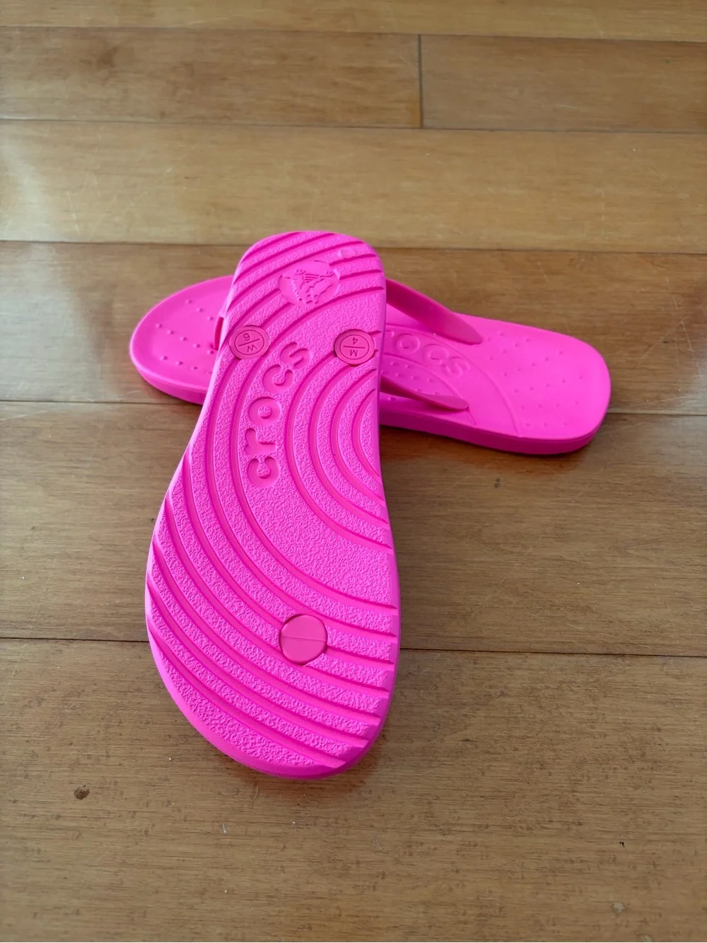 CROCS Bright Pink Flip Flop Thong Sandals, 6 - Picture 6 of 7